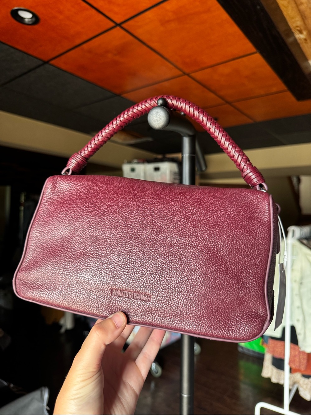NEW Walter Baker Burgundy Pebbled Leather Jagger Crossbody Handbag - Picture 4 of 6